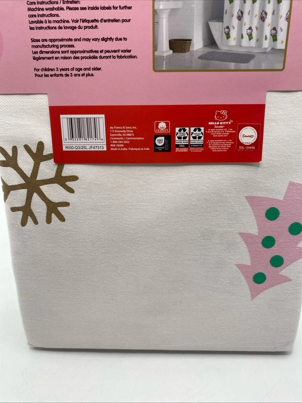 Hello Kitty In Present Christmas Shower Curtain 72x72 Holiday Bathroom Festive